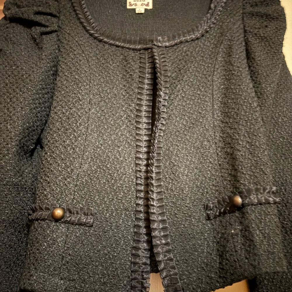 Blue Bird Black Textured Jacket
